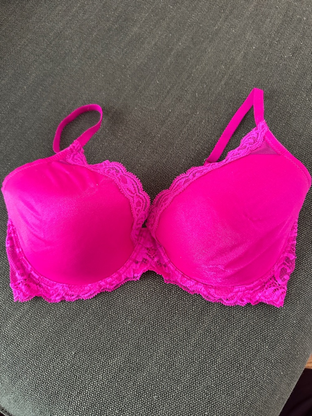 Natori Feathers Hot Pink Fuchsia Shimmer Lace Plunge T-Shirt Bra